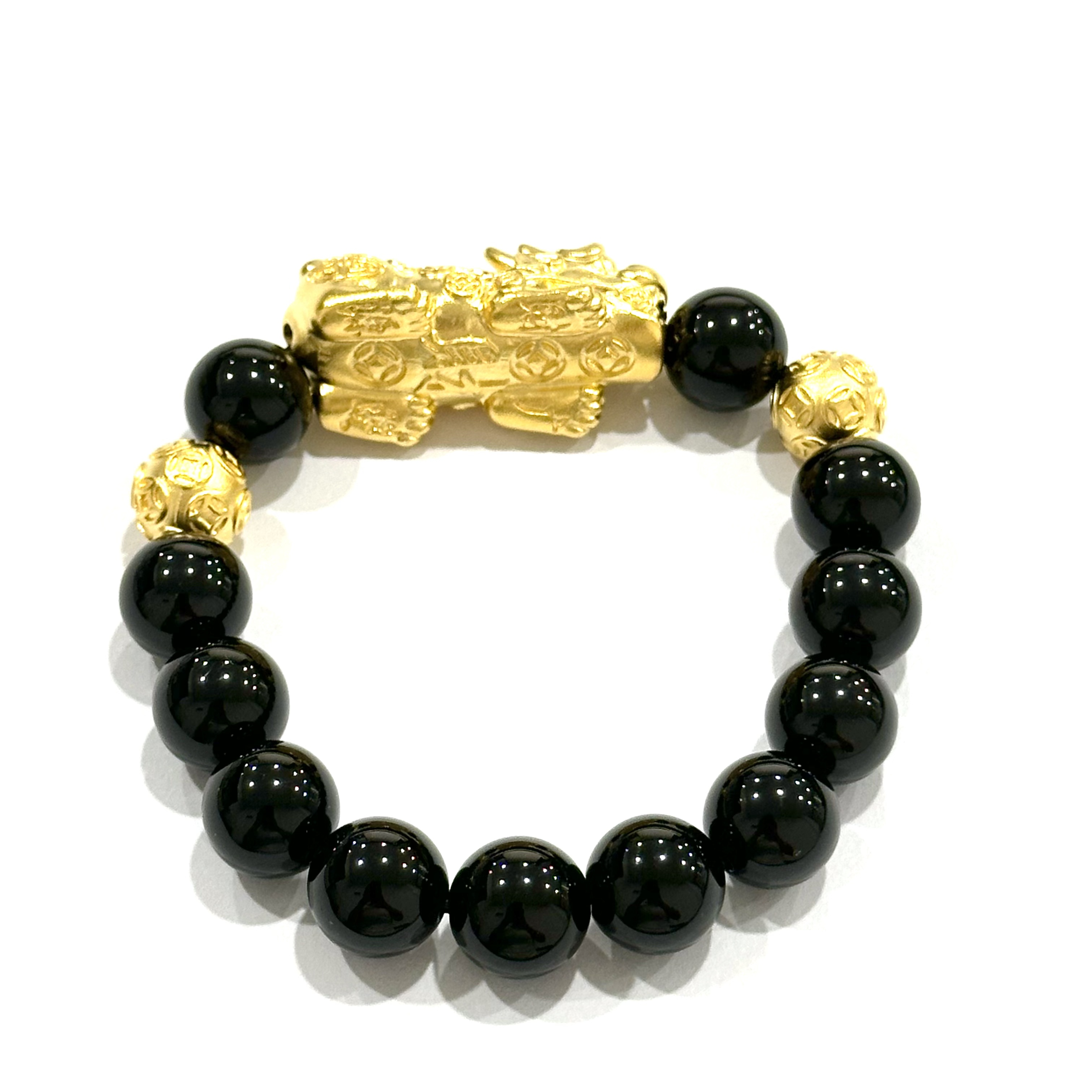 足银手链 【甄选】足银镀24K金招财纳福貔貅手串