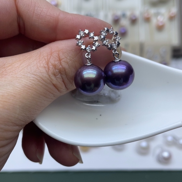 淡水珍珠耳饰银S925镶嵌寒