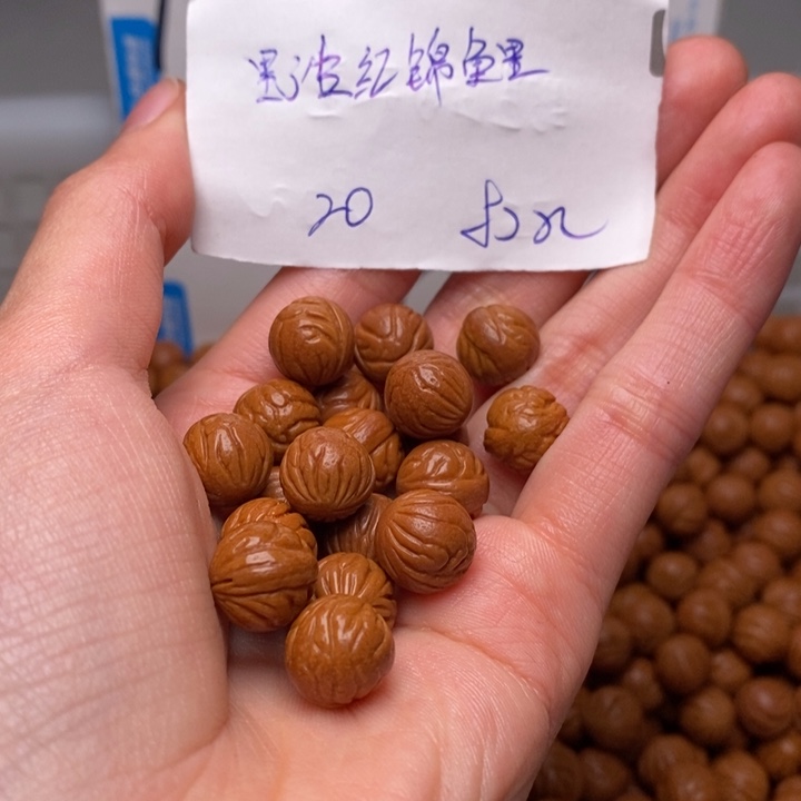 桃核手串11mm左右野生红锦鲤20颗（打孔）
