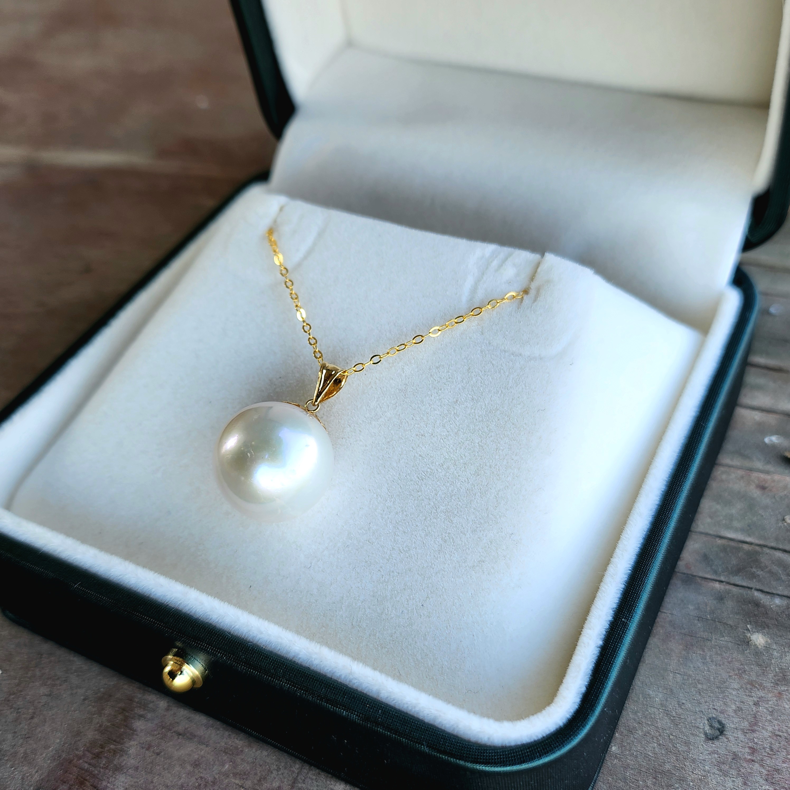 【龙爷爷】淡水珍珠吊坠14+mm18K金扣头气质白色轻奢时尚简约经典