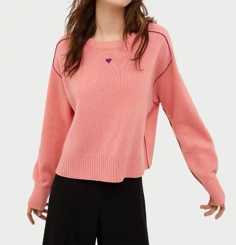 【MC】衣长55，2025新款秋冬羊绒心形刺绣毛衣-1080
