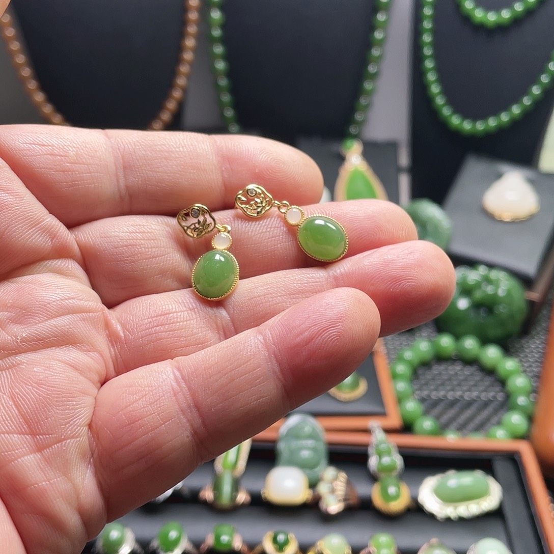 和田玉银S925镶嵌戒指