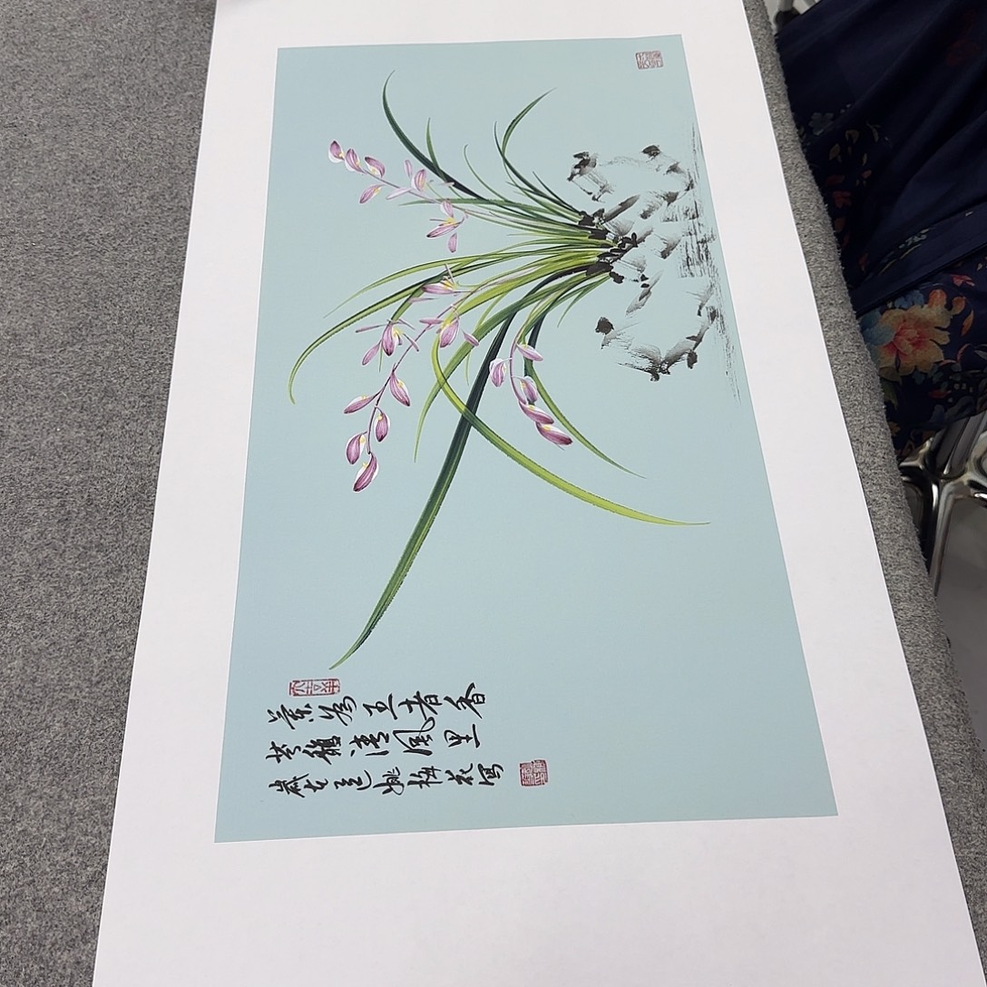 国画国画立体兰花