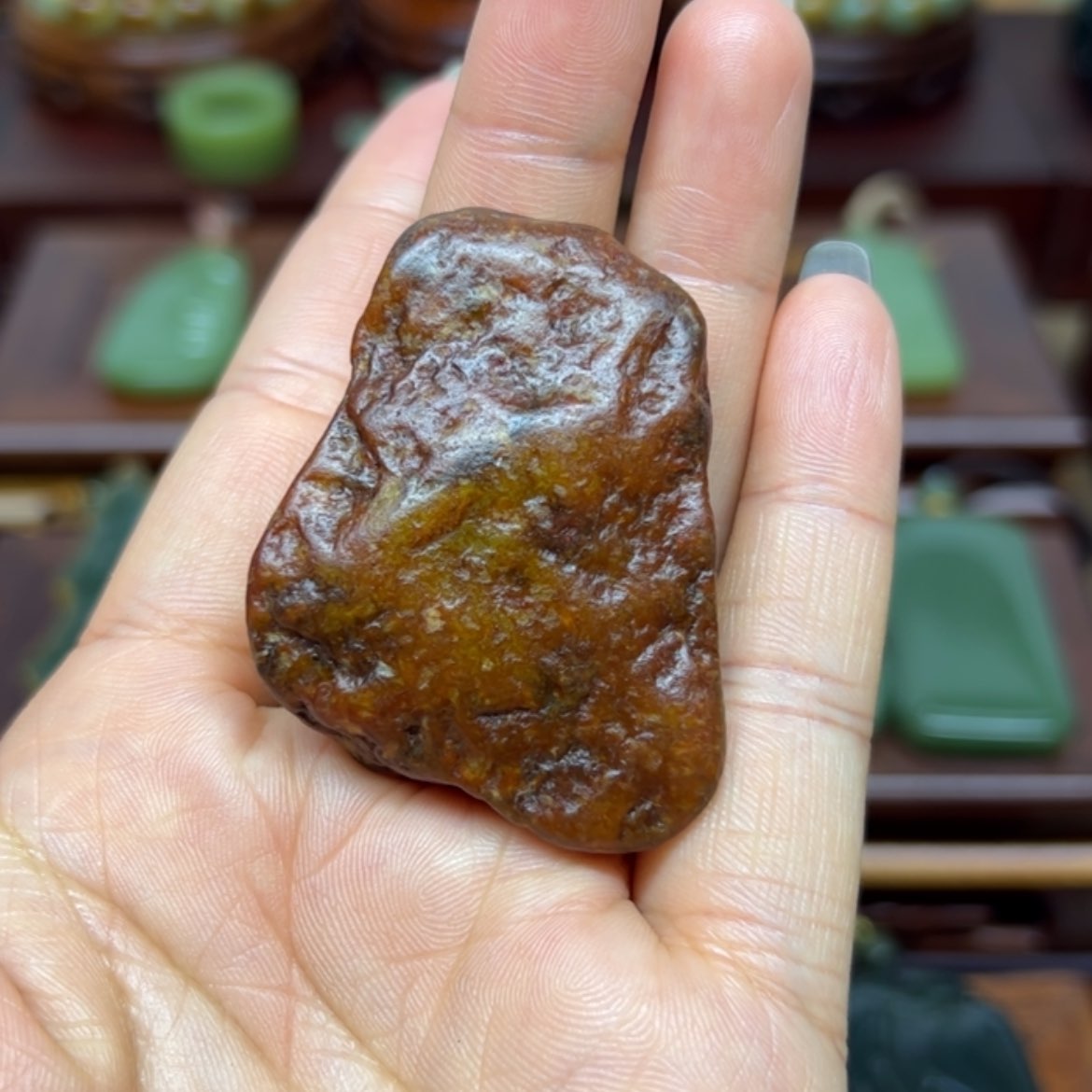 【闪购商品】岫岩河磨玉（透闪石质玉）未镶嵌把件时时好运 独籽