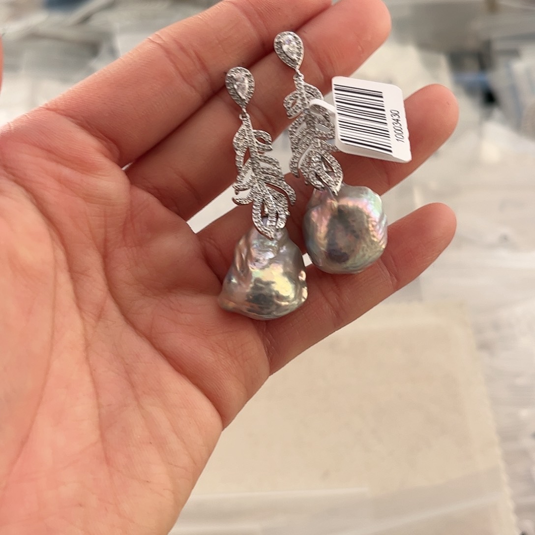 淡水珍珠耳饰合金