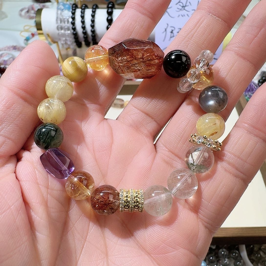 水晶手链合金水晶多宝