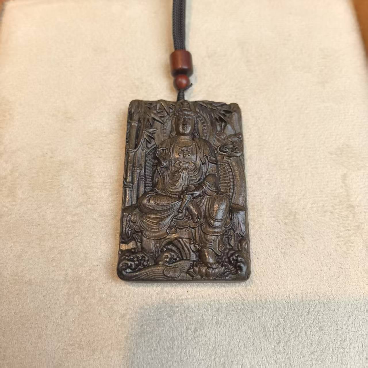 E005【鼎尊】双面精雕竹林观音平安挂牌