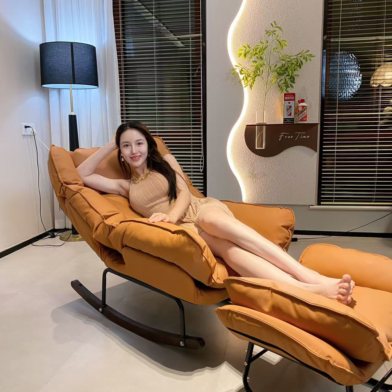 可折叠椅子摇摇椅家居休闲椅子座椅客厅卧室单人沙发凳子摇摇椅