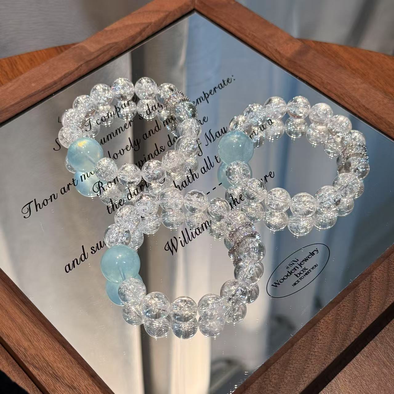 「泊光」爆彩阿塞海蓝宝水晶手串手链 多样性发其一ZW697