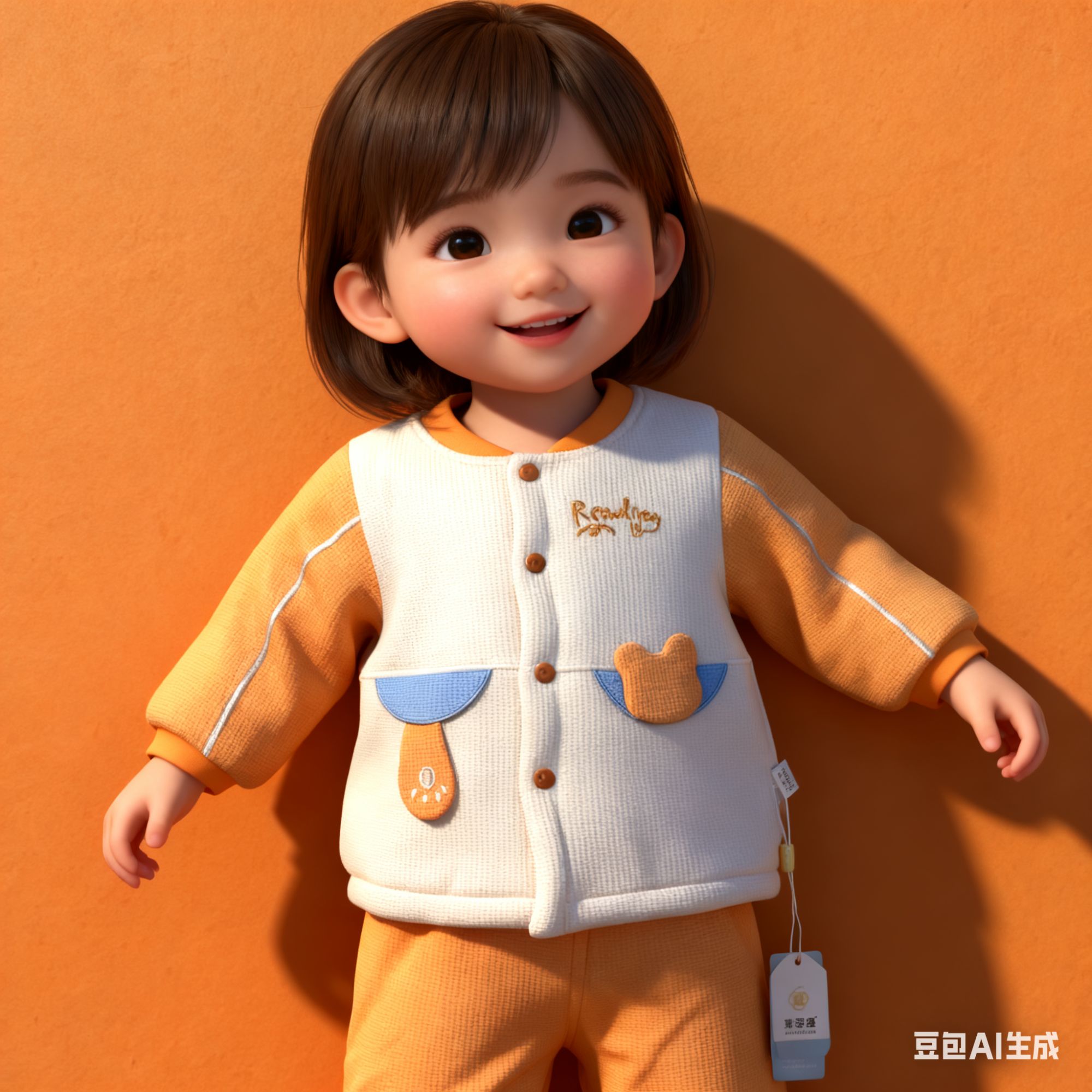 043小豆婴华夫格100克小熊泡泡掏反立领套儿童夹棉保暖服