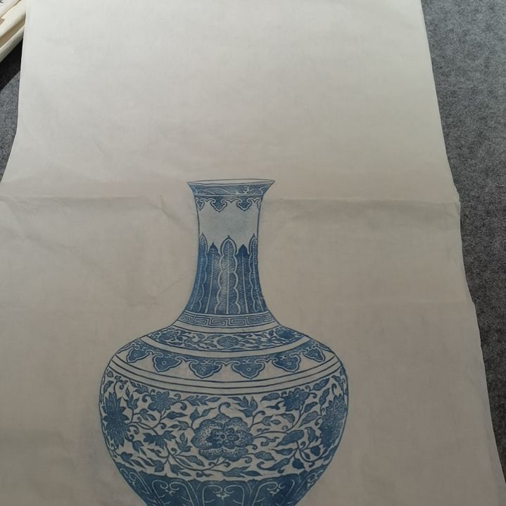 昌化石印石青花瓷全形拓一张三尺整纸大尺寸