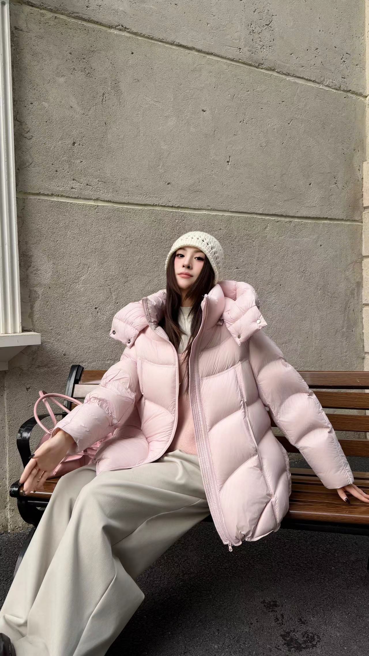 【mpaz花苞公主】冬季新款时尚连帽百搭加厚中款款90白鸭绒羽绒036