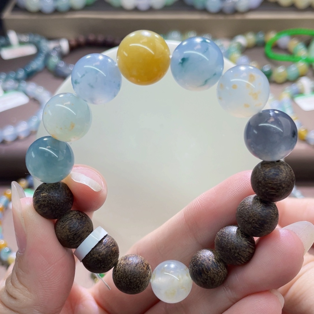未镶嵌手链翡翠冰胶飘花半圈