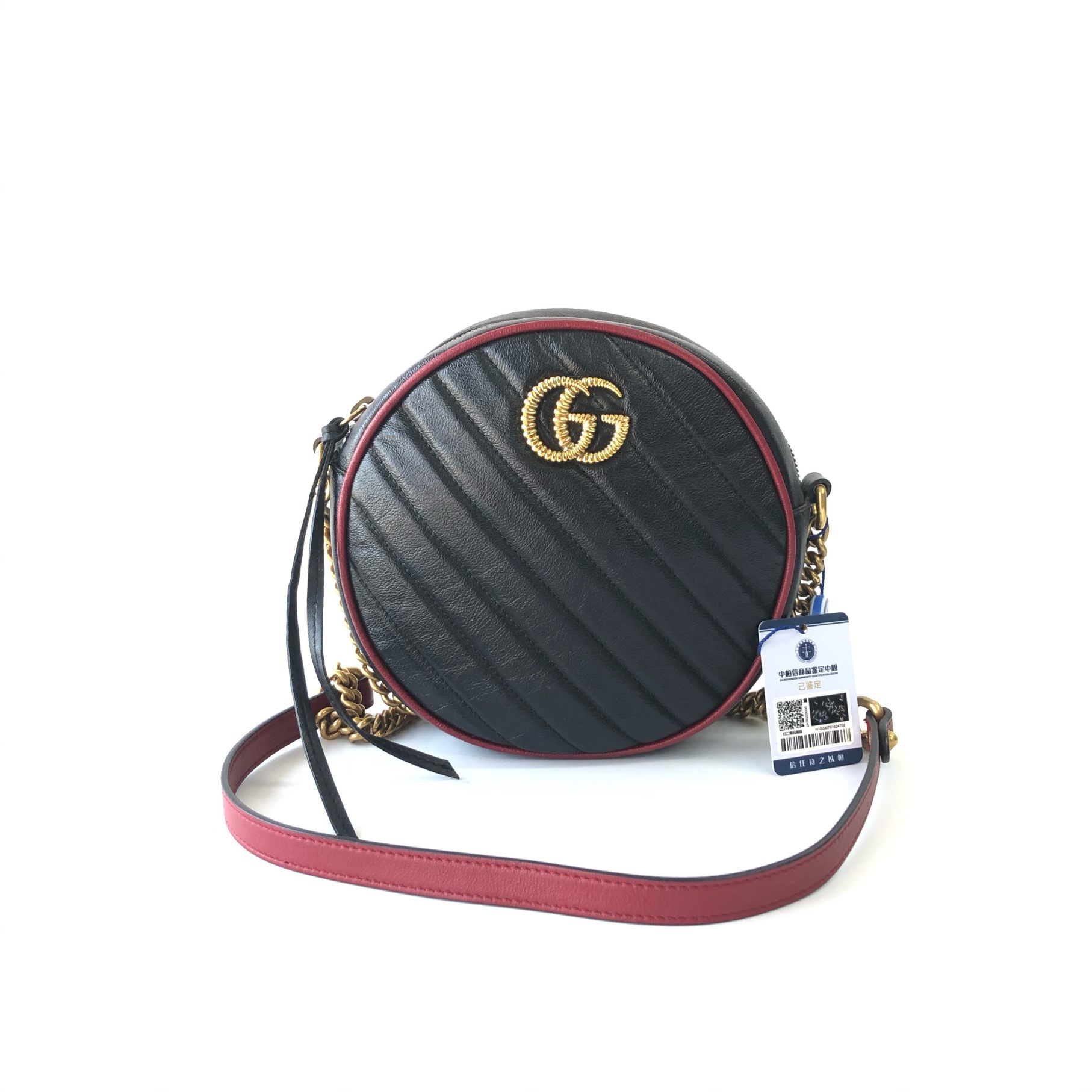 95新 GUCCI/古驰 安洁利严选 GUCCI古驰黑圆饼单肩包 WHZ501077H