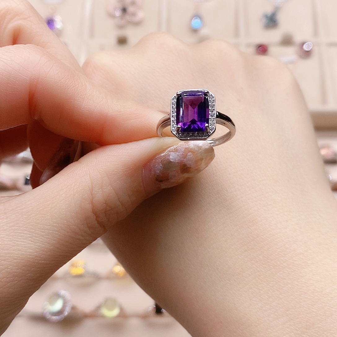 水晶戒指银S925镶嵌戒指