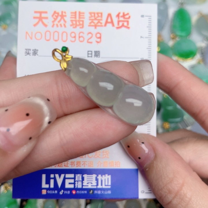 翡翠18K金镶嵌颈饰豆子