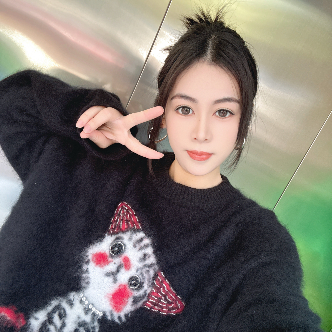 ATANI定制小猫毛衣新年红小猫