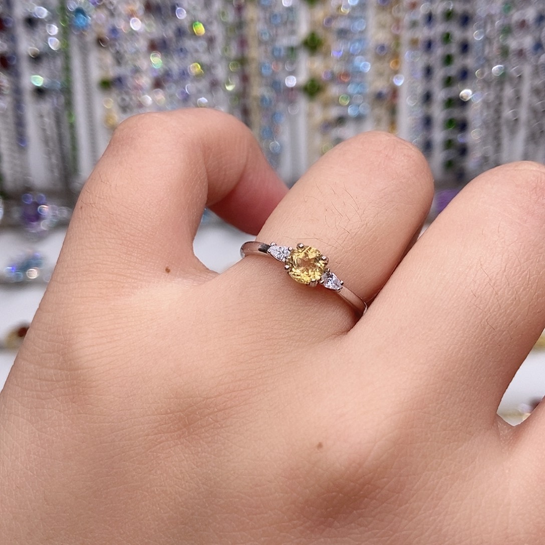 戒指银S925镶嵌黄晶