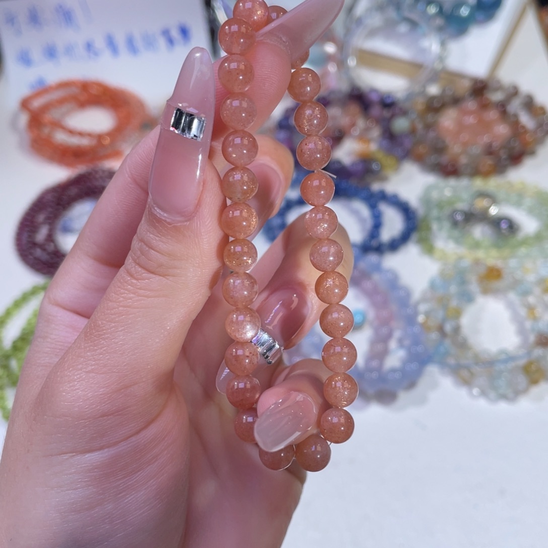 未镶嵌手链水晶满金沙太阳石6mm