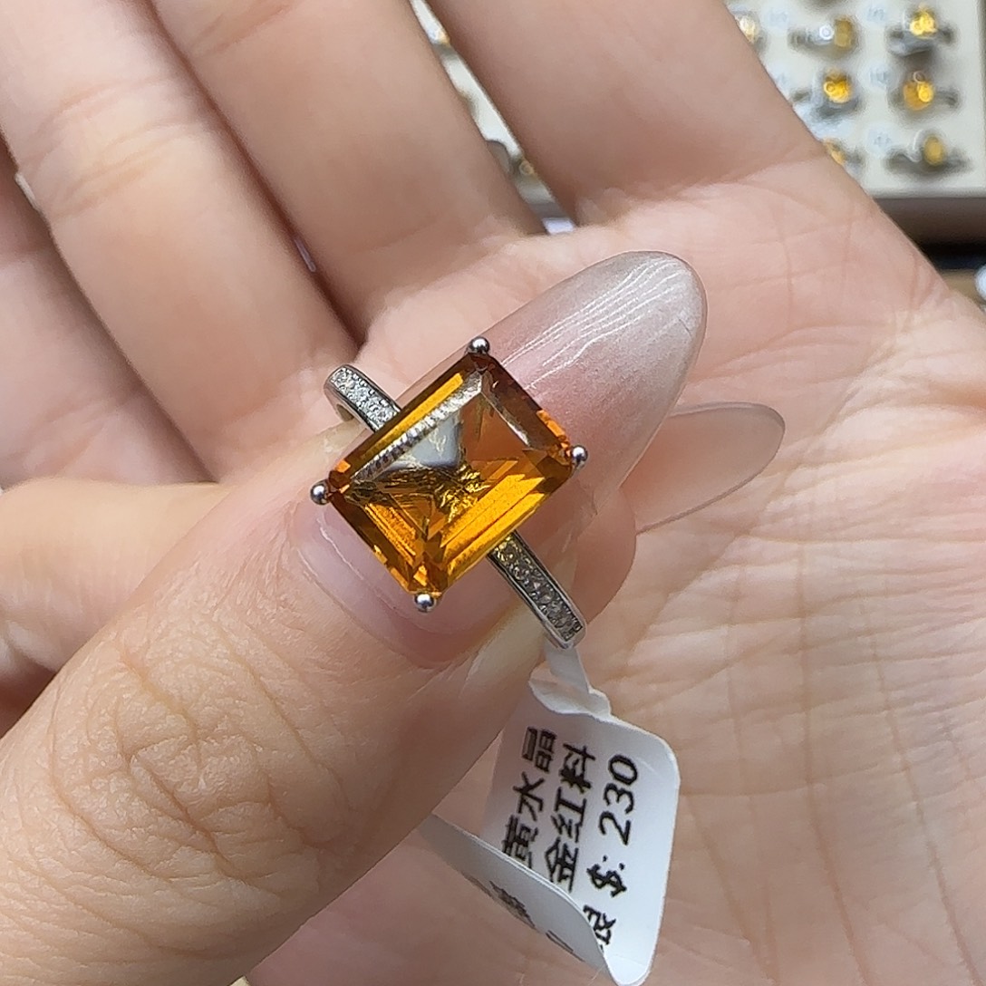 ****⁷珠宝半成品银S925镶嵌水晶G 巴西黄金红料925银