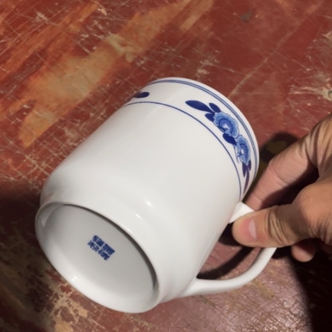 碟景德镇陶瓷双蕾花无盖办公杯