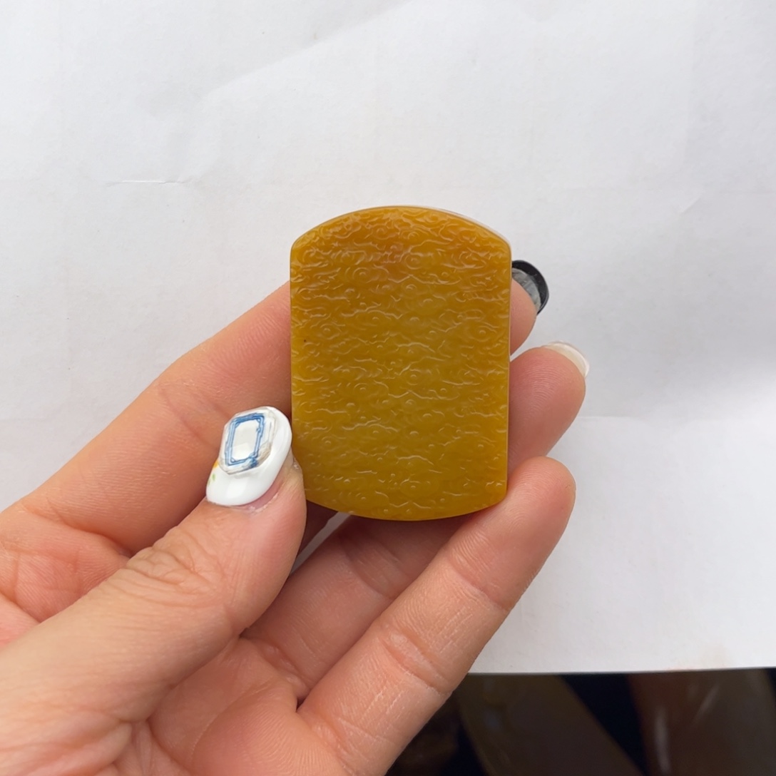 石英质玉黄蜡石吊坠未镶嵌米**黄