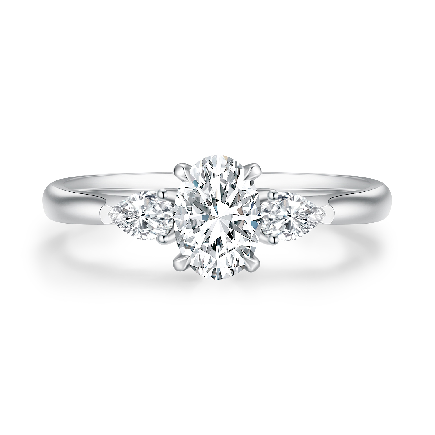 实验室培育钻石婚戒 女戒 椭圆三石戒