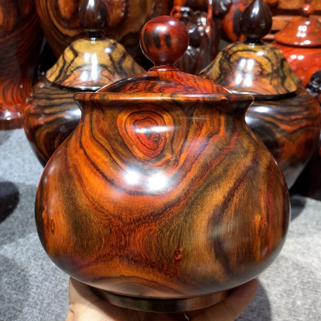 水***开木大红酸枝炫彩大罐