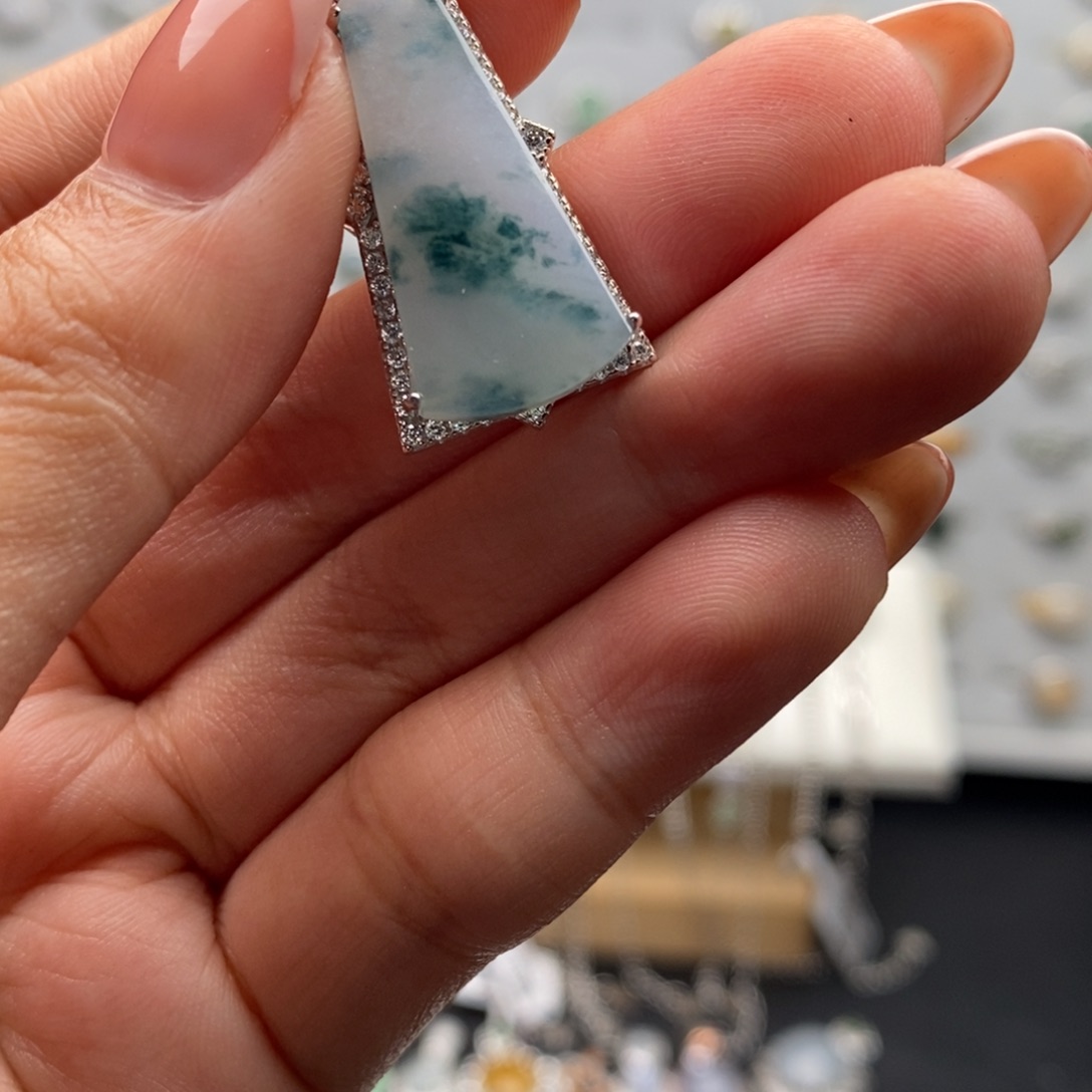 翡翠银S925镶嵌戒指天然翡翠