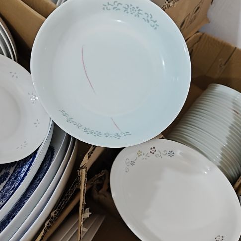 瓷玲珑青色8寸盘6个微瑕疵