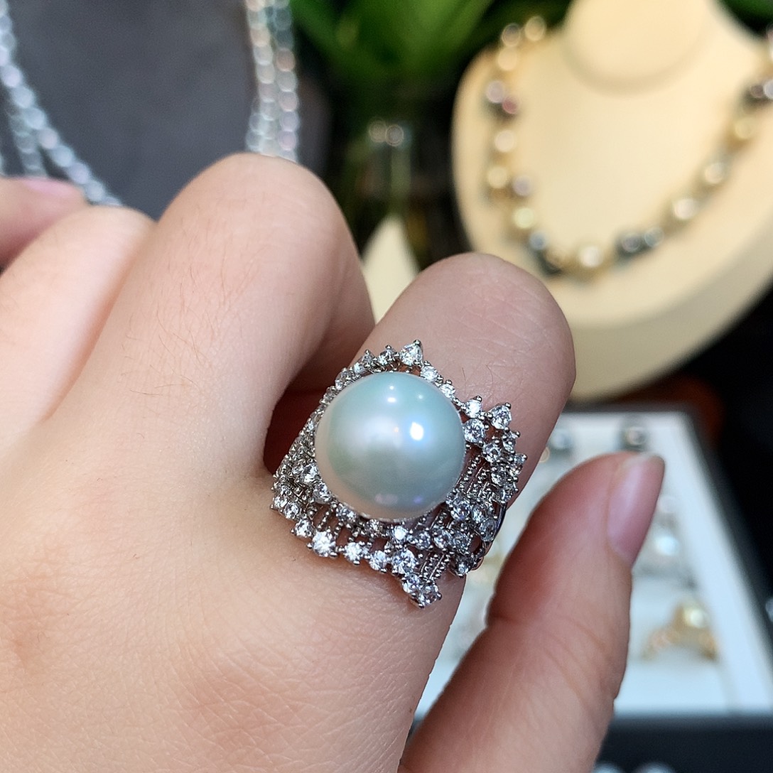 淡水珍珠戒指银S925镶嵌