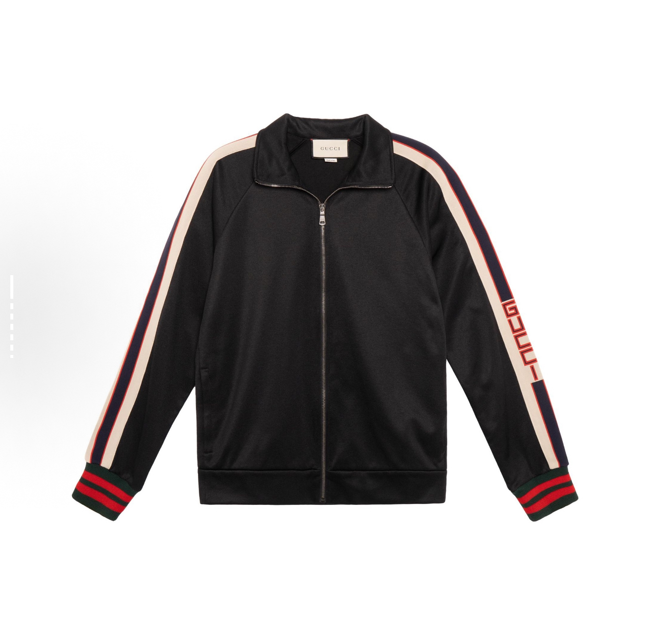 99新 GUCCI/古驰 XL码/黑色侧边带字母logo拉链校服夹克外套
