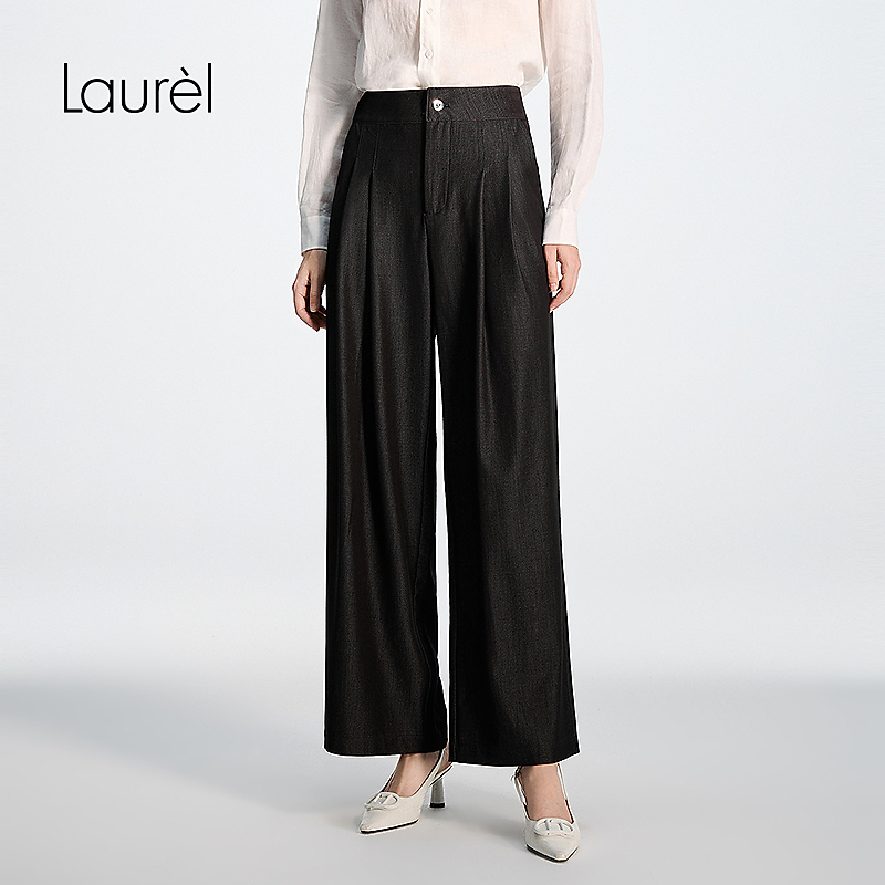 Laurel劳芮26春新款立体双褶直筒阔腿裤LWD371K02100