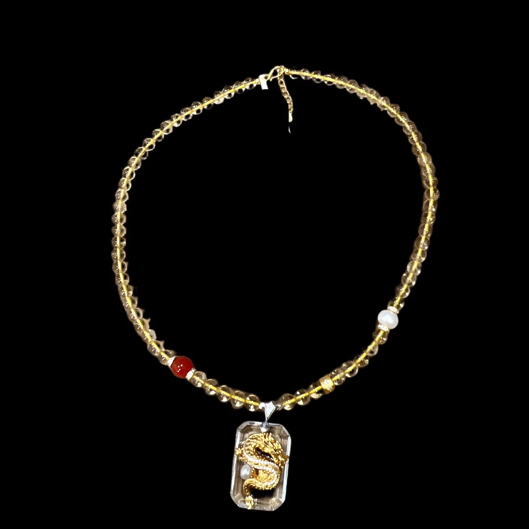 6394-黄水晶项链孤品