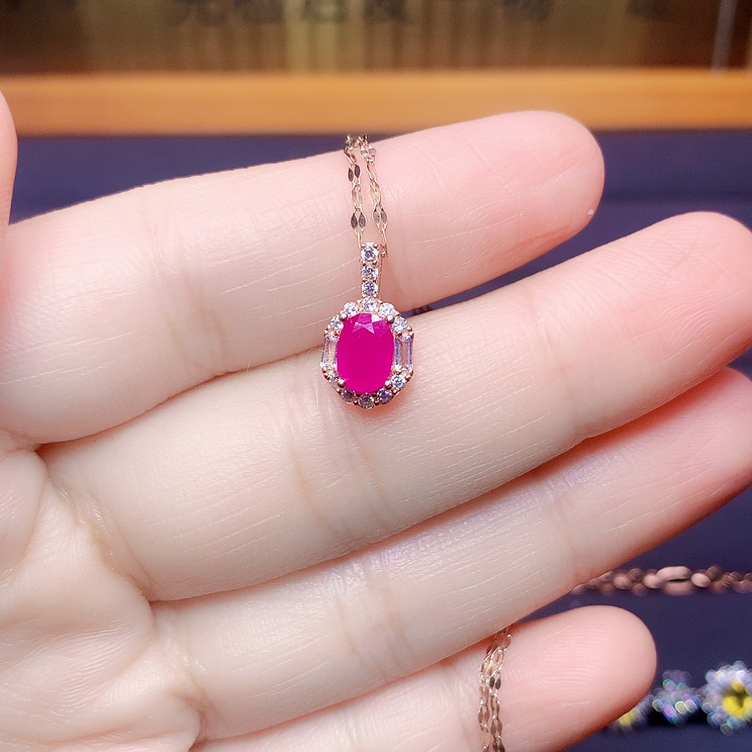 银S925镶嵌颈饰红宝石