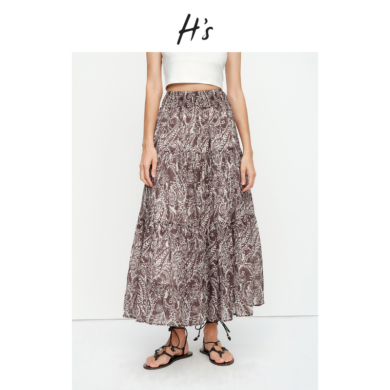 【赵老板专属5231】H'S波嬉风半身裙25秋佩斯利印花长薄款腰裙