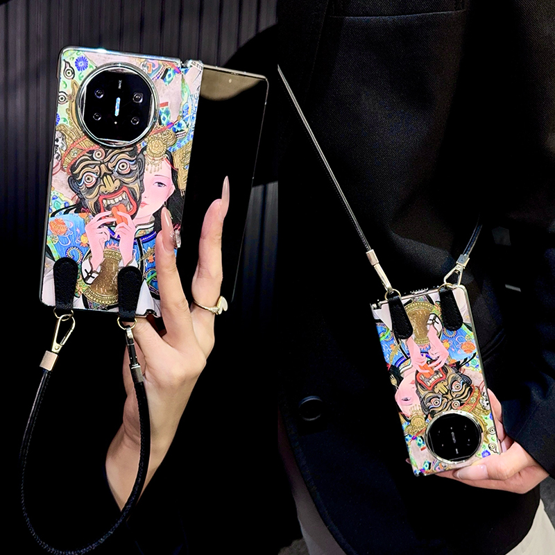 适用华为matex5手机壳折叠屏中轴新款x6典藏版x3高级感皮纹文字女