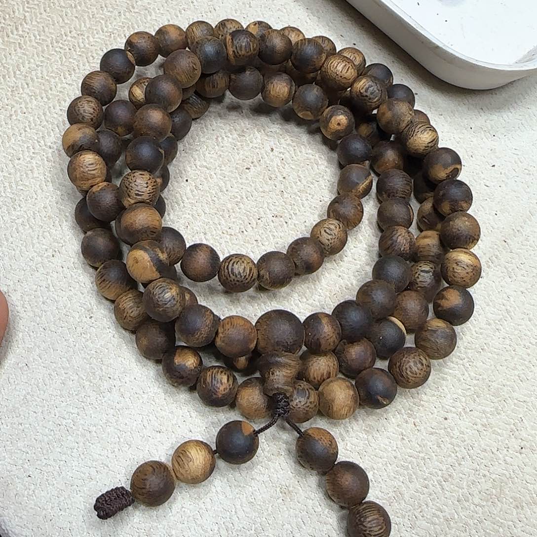 沉香沉香碎屑奇楠沉香圆珠长串0.8-28花