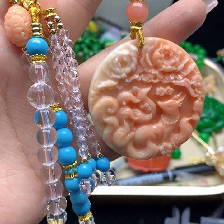 玛瑙/玉髓颈饰合金吊坠