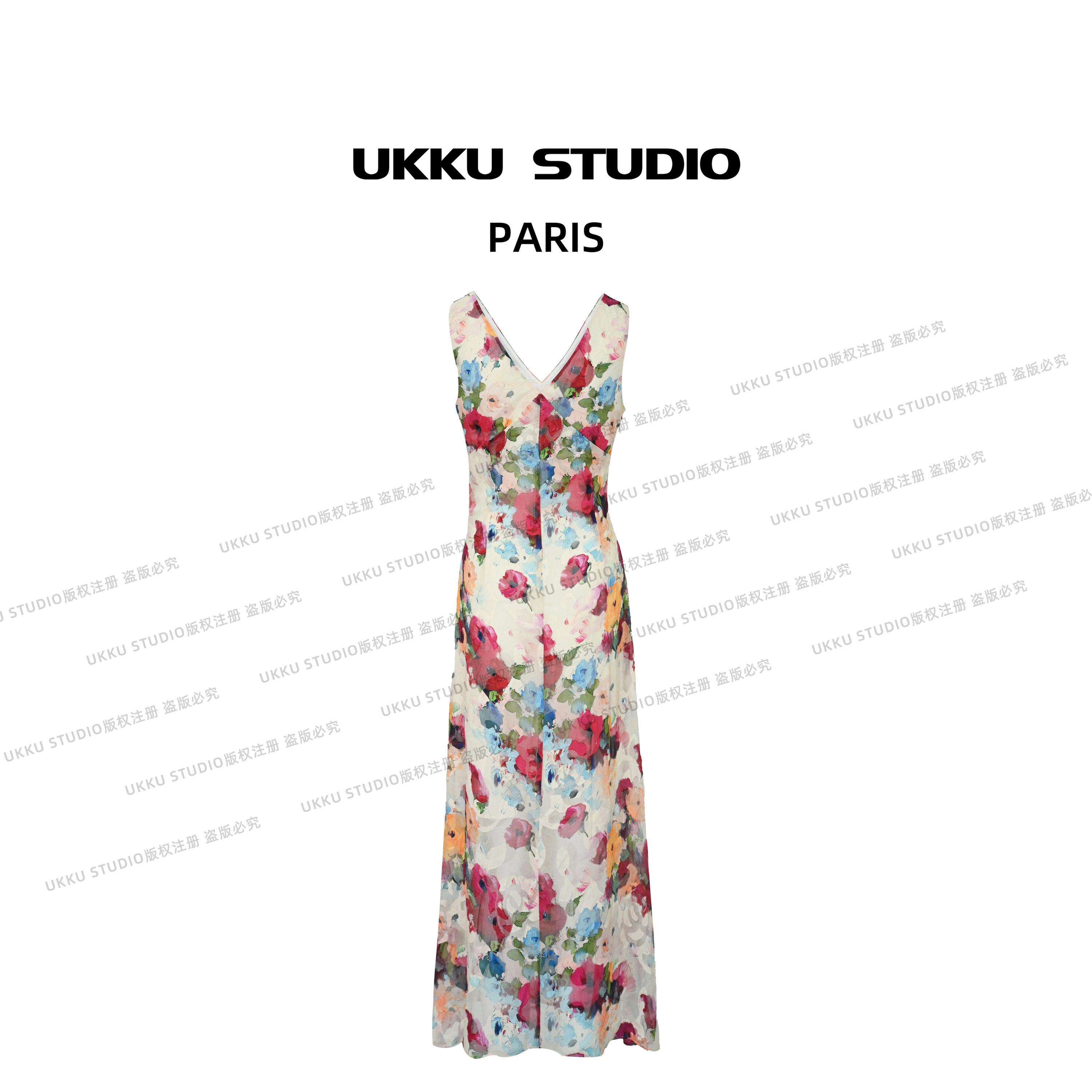 慧慧【UKKU STUDIO】【满园春色】收腰吊带连衣裙913913