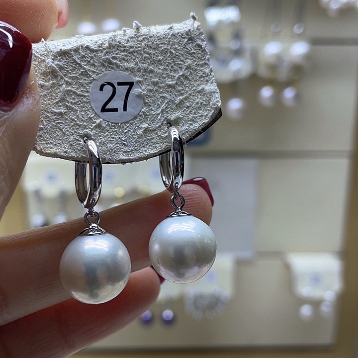 淡水珍珠耳饰银S925镶嵌