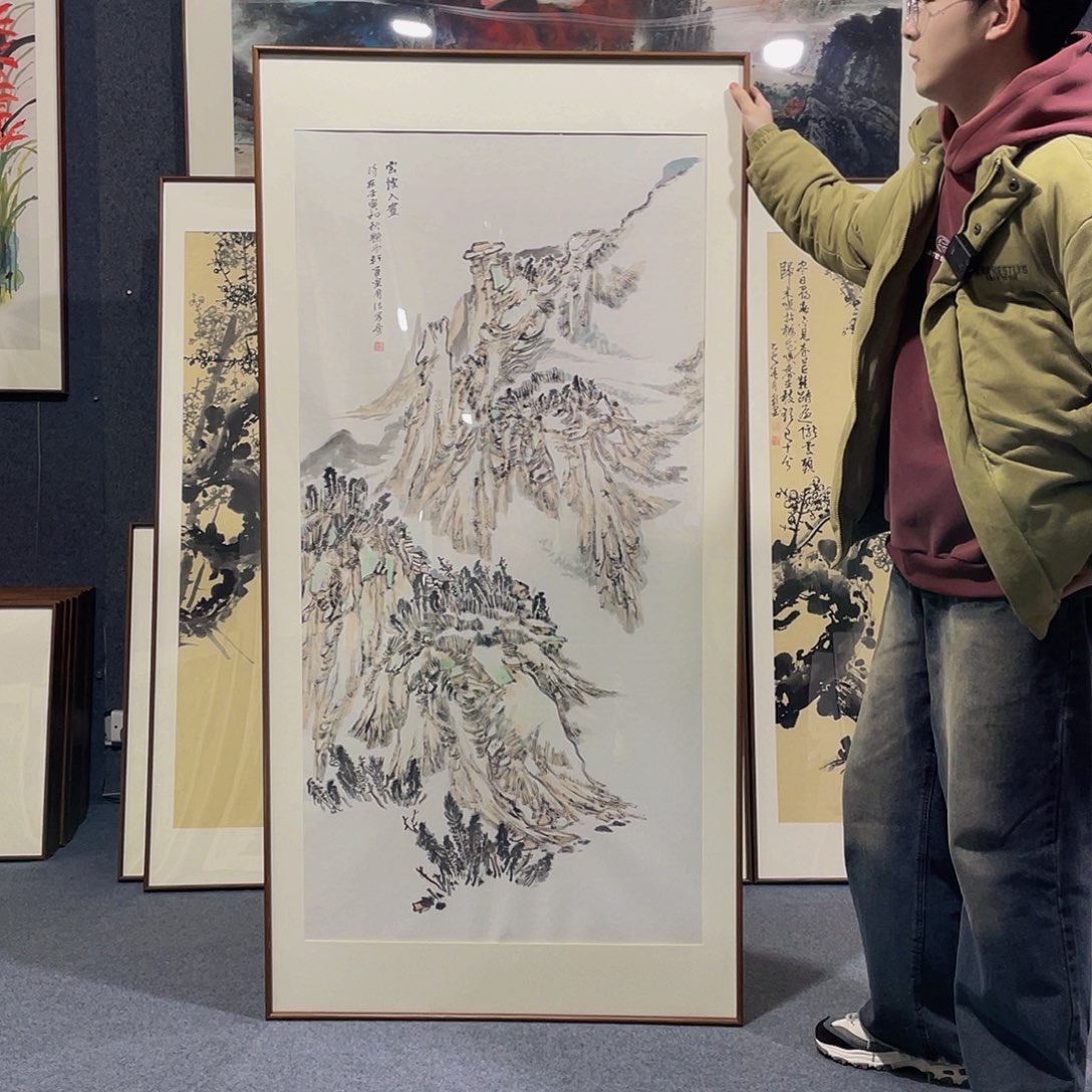 国画手绘作品带框