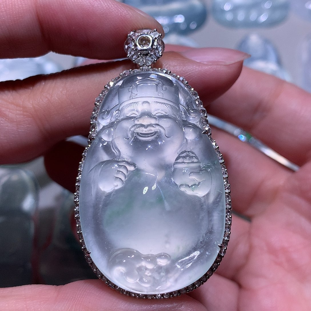 翡翠颈饰18K金镶嵌财爷