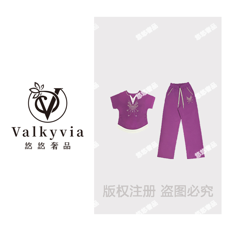 【Valkyvia/悠悠奢品】25夏季新款时尚蝴蝶烫钻套装61339