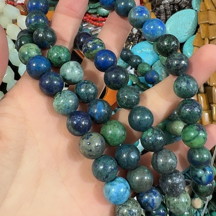 玛瑙/玉髓合金珠宝半成品一条12mm蓝圆珠