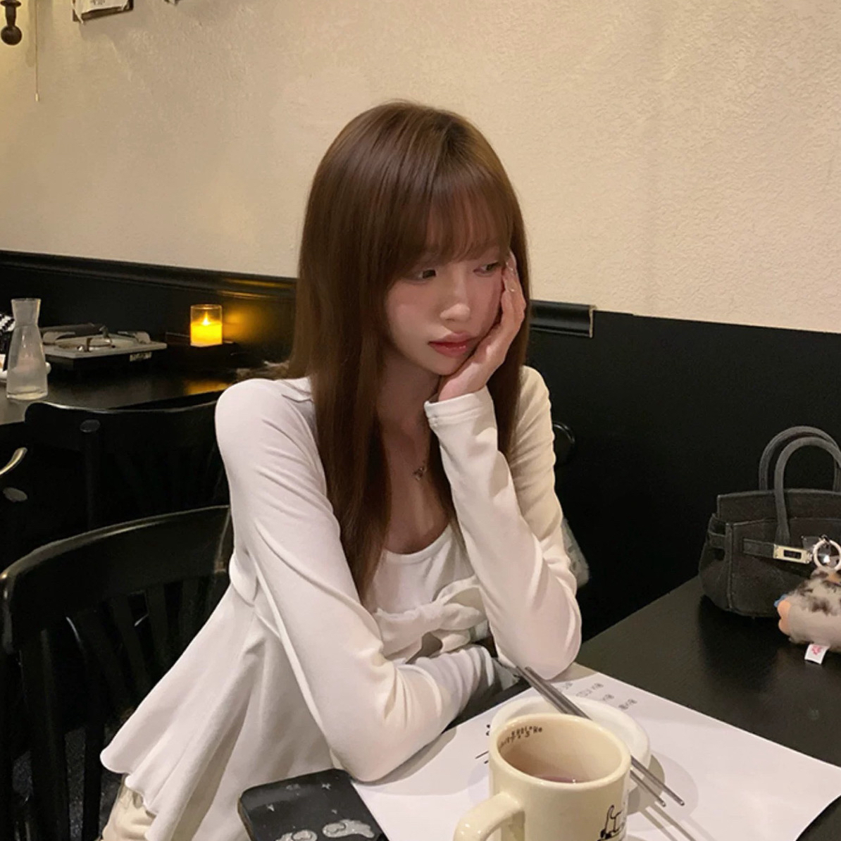 【安心推荐】蝴蝶结打底衫长袖t恤女秋冬内搭绝美巨好看的小上衣