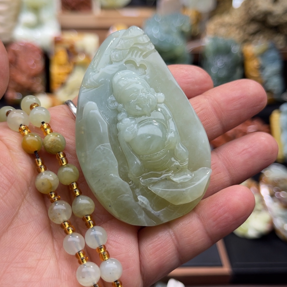 蛇纹石玉未镶嵌吊坠(赠链)