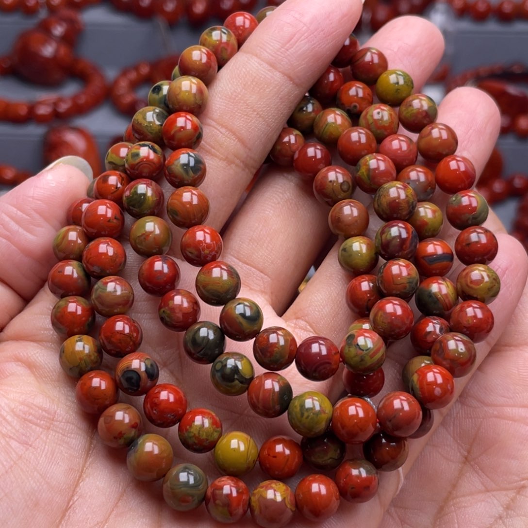 南红玛瑙未镶嵌珠宝奇石多圈7.5mm原矿