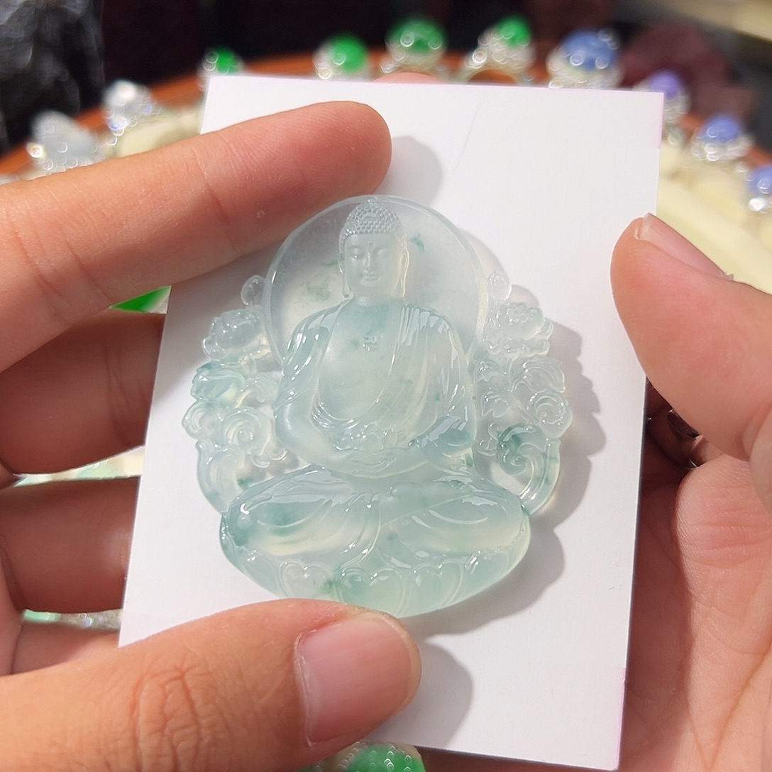 *****翡翠未镶嵌颈饰阿弥陀佛翡翠吊坠