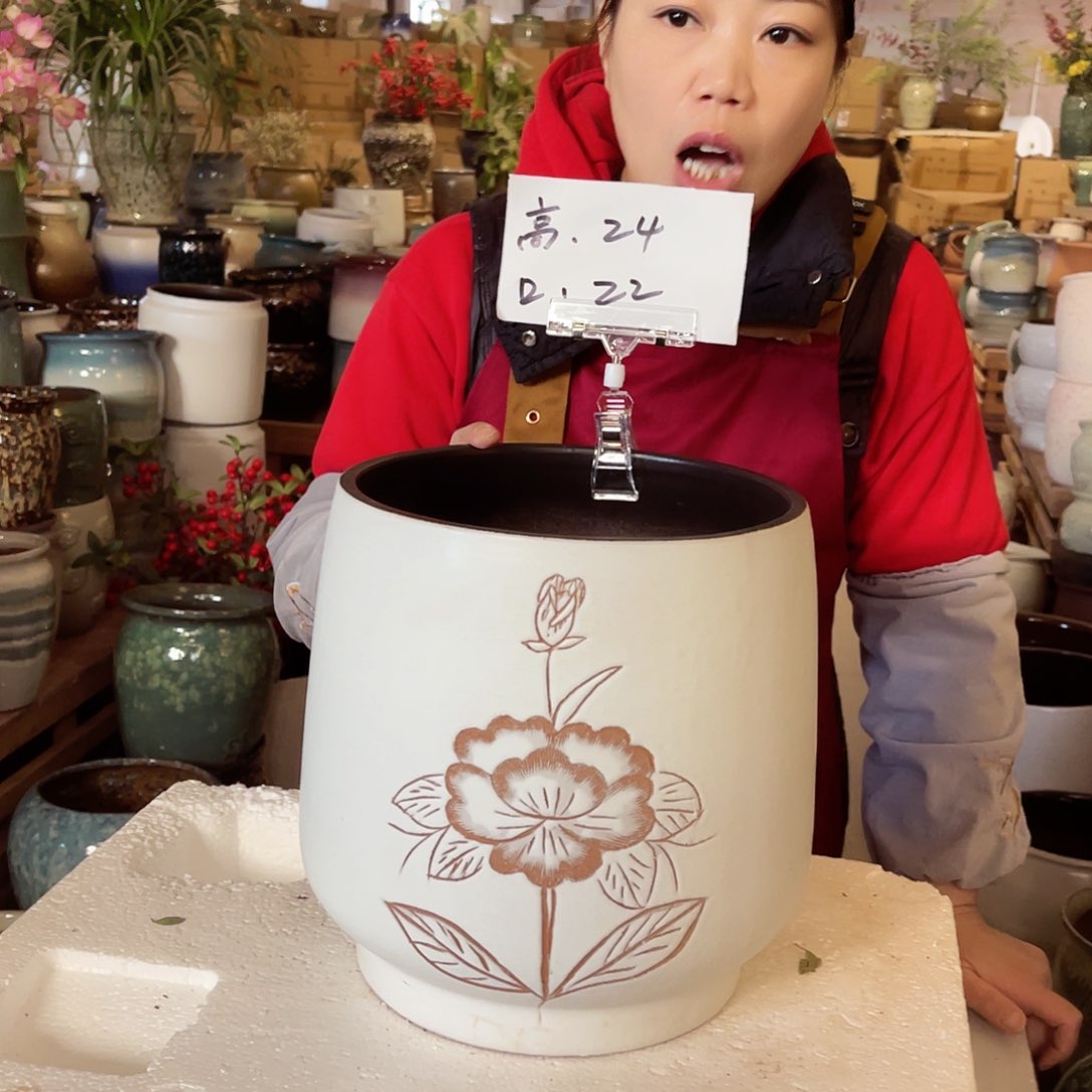 紫砂花盆高度24口径22